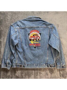 In & Out Burgers Denim Jacket Mens Medium Butterfield Stage Logo On Back